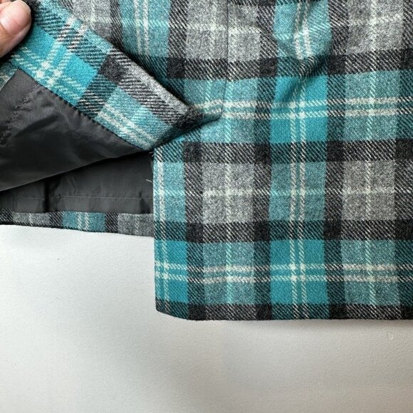 TALBOTS Women’s Blue and Black Plaid Lined A Line Wool Blend Zip Skirt Size 6P - Picture 6 of 10